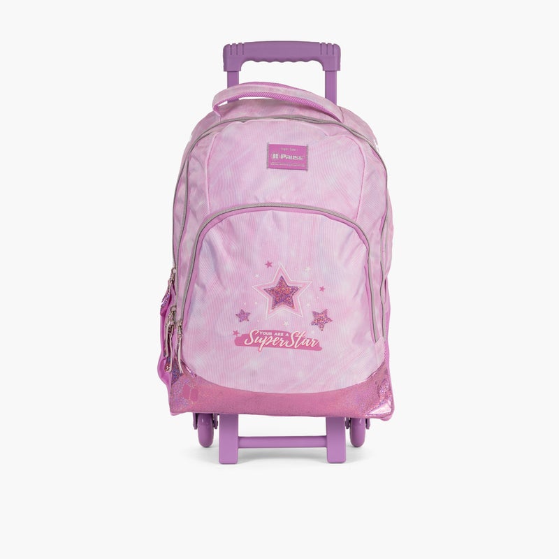 PAUSE Pink Star Embellished Trolley Bag for Girls - Image 1